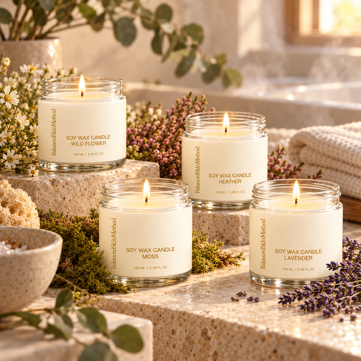BSM Soy Wax Candle Set All 4 Scents White