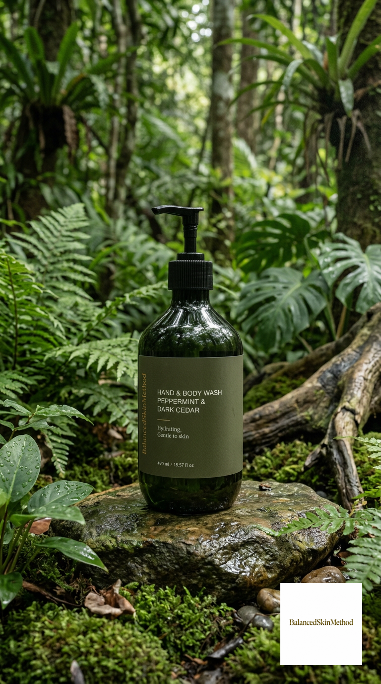 BSM Hand & Body Wash, Peppermint & Dark Cedar 490 ml